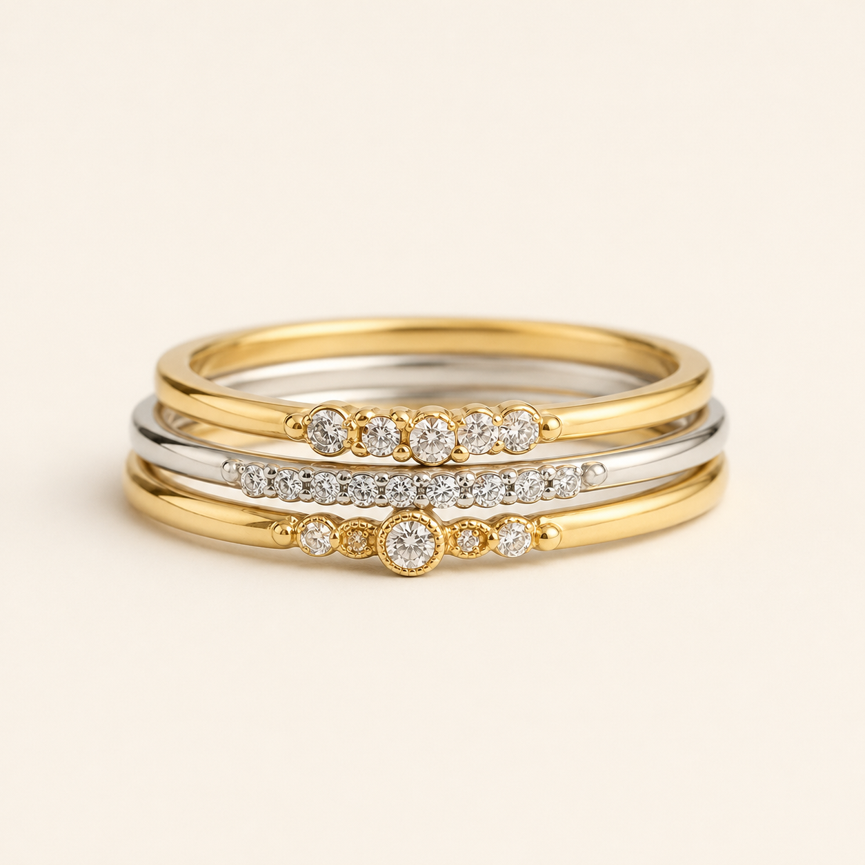 Stacked Crystal Ring Set