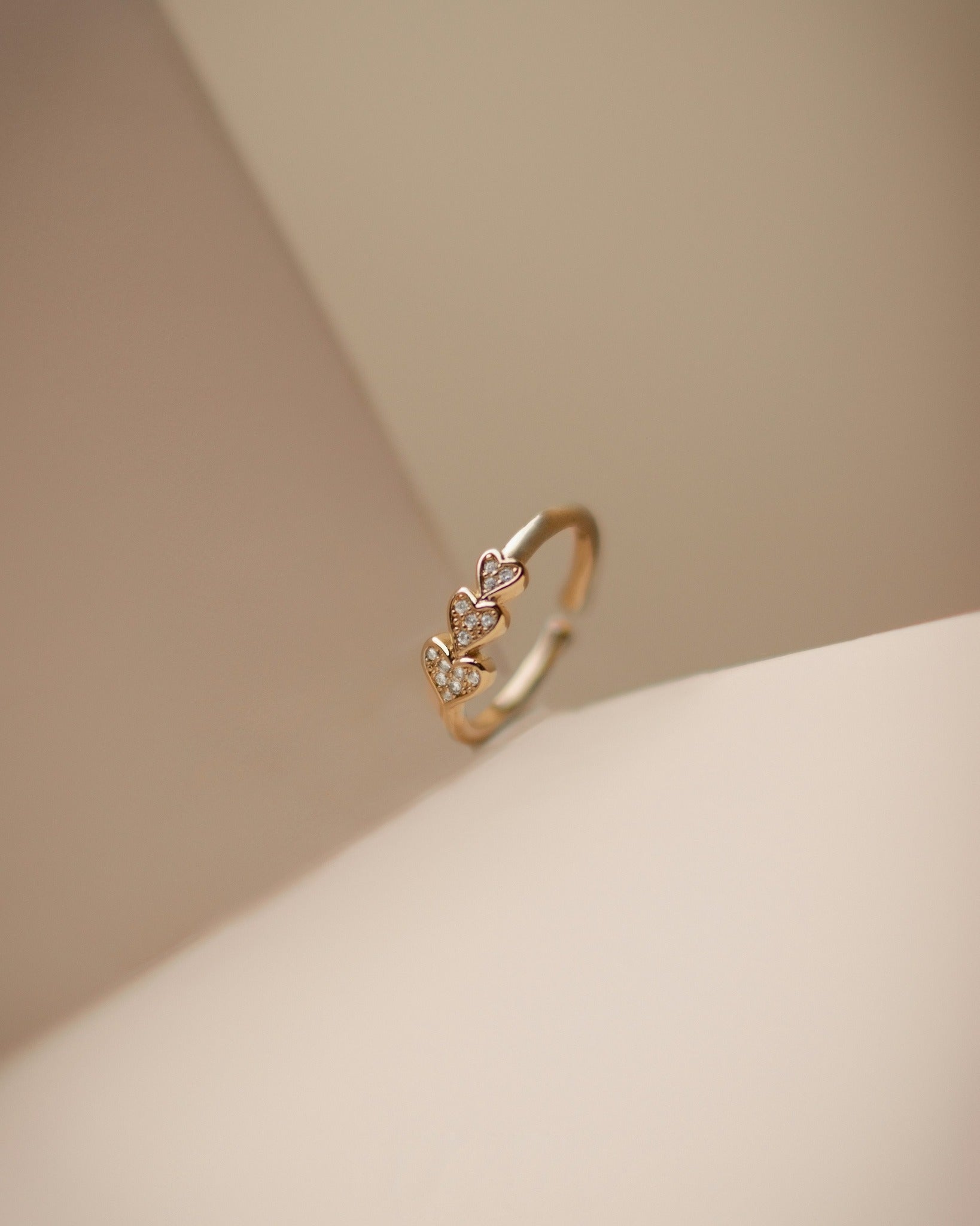 Triple Heart Crystal Ring