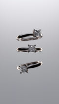 Princess Solitaire Ring Trio