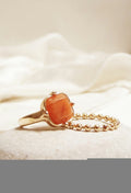 Coral Stone Chain Ring