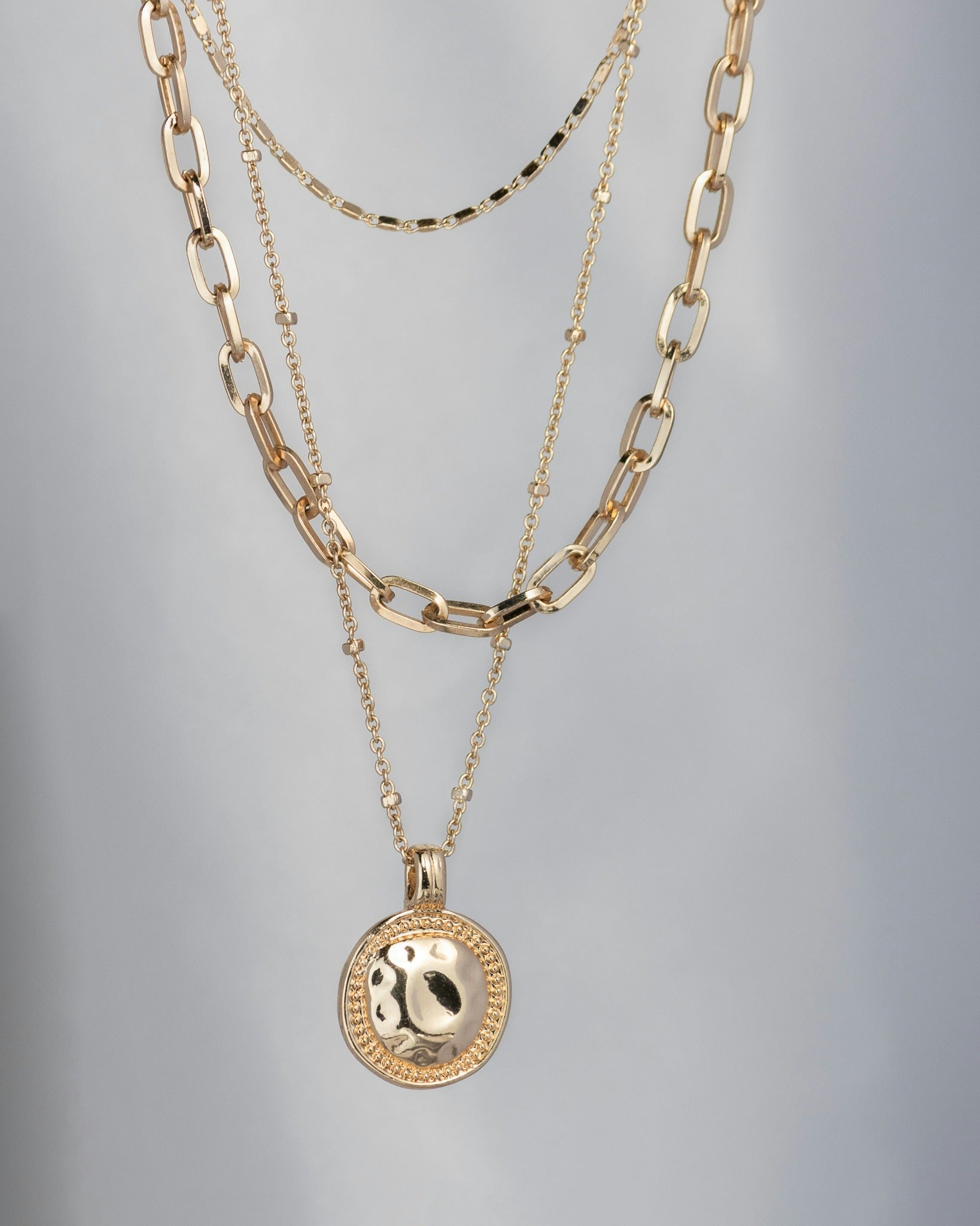 Layered Coin Pendant Necklace